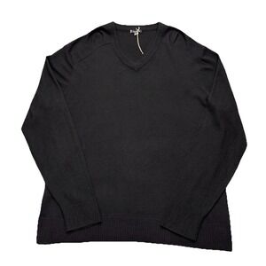 Smartwool Sweater Mens XL Black Merino Wool Blend V Neck Pullover Granola Hiking